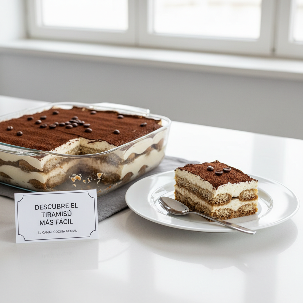 Foto de stock profesional de alta calidad sobre Descubre el Tiramisú Más Fácil de El Canal Cocina Genial, iluminación natural…