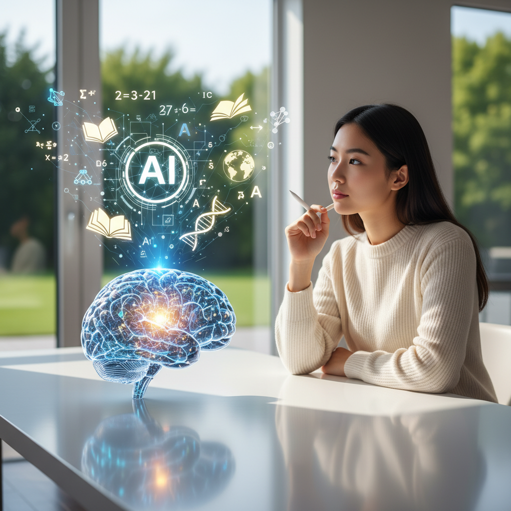 Foto de stock profesional de alta calidad sobre El Impacto de la Inteligencia Artificial en el Aprendizaje en Reflexión, iluminación…