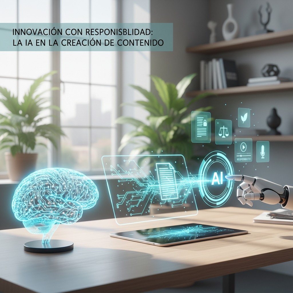 Foto de stock profesional de alta calidad sobre Innovación con Responsabilidad: La IA en la Creación de Contenido, iluminación natural…