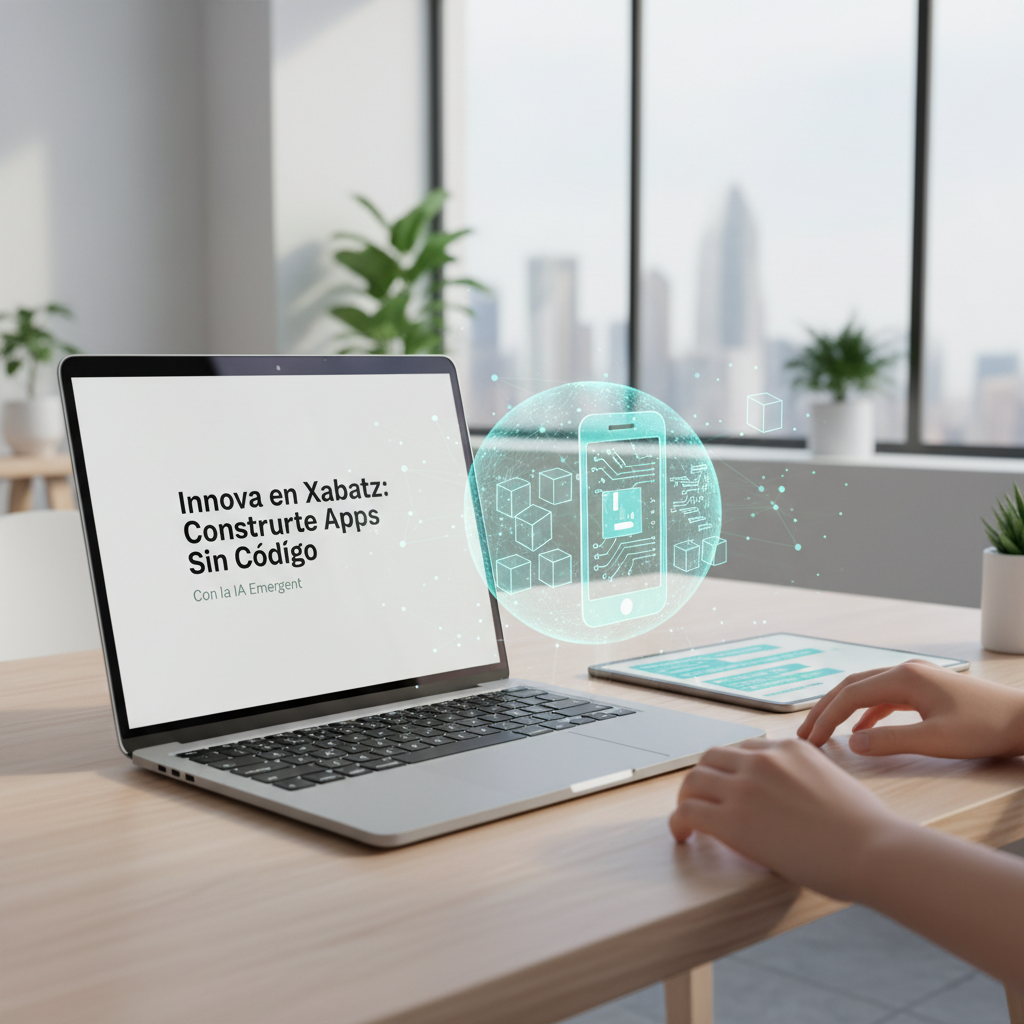 Foto de stock profesional de alta calidad sobre Innova en Xabatz: construye apps sin código con la IA Emergent, iluminación…