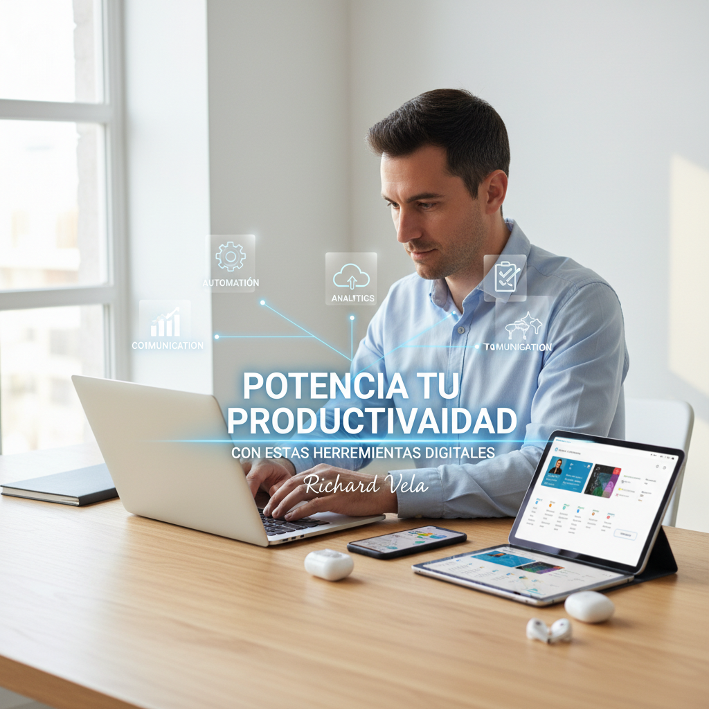 Foto de stock profesional de alta calidad sobre Potencia tu Productividad con estas Herramientas Digitales en Richard Vela, iluminación natural…