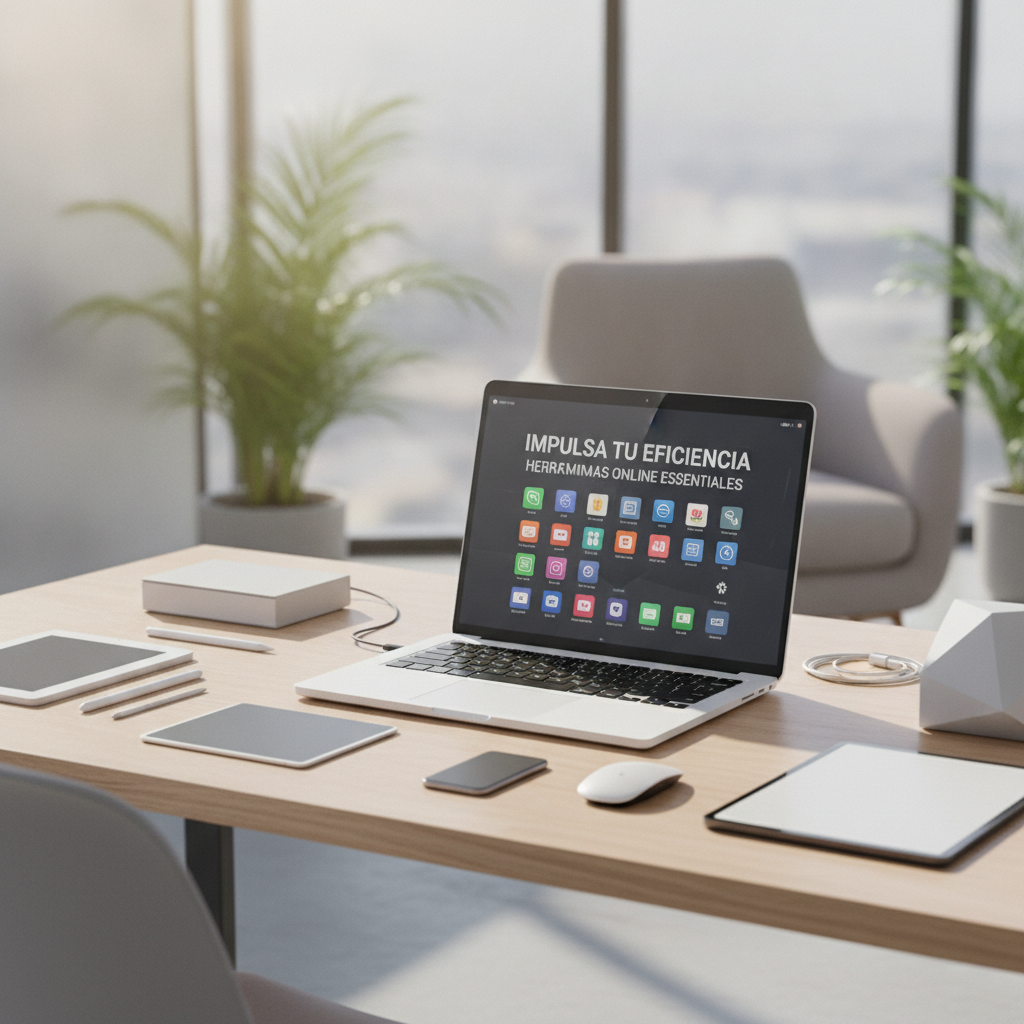 Foto de stock profesional de alta calidad sobre Impulsa tu Eficiencia con Herramientas Online Esenciales, iluminación natural de día, composición…